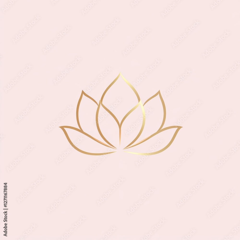 Elegant vector logo featuring minimalist lotus flower icon and serif font, blush pink and soft gold colors, corporate branding and luxury design Elegant vector logo featuring minimalist lotus flower icon and serif font, blush pink and soft gold colors, corporate branding and luxury design