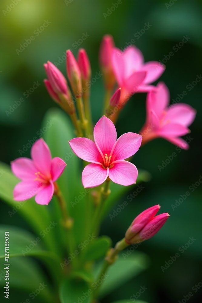 Pink flowers peeking from behind a green leaf, floral arrangement, pink flowers, garden Pink flowers peeking from behind a green leaf, floral arrangement, pink flowers, garden