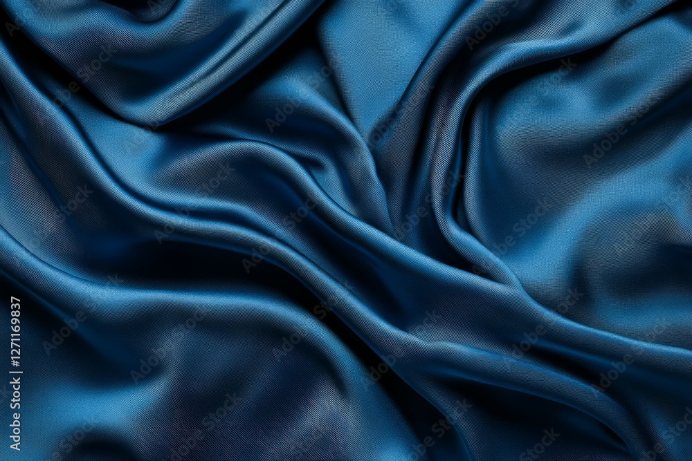 Luxurious blue silk fabric with flowing waves. Artificial Intelligence Luxurious blue silk fabric with flowing waves. Artificial Intelligence