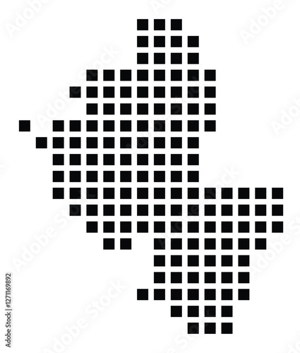 Symbol Map of the City Quimper (France) showing the city with a pattern of just a few black squares