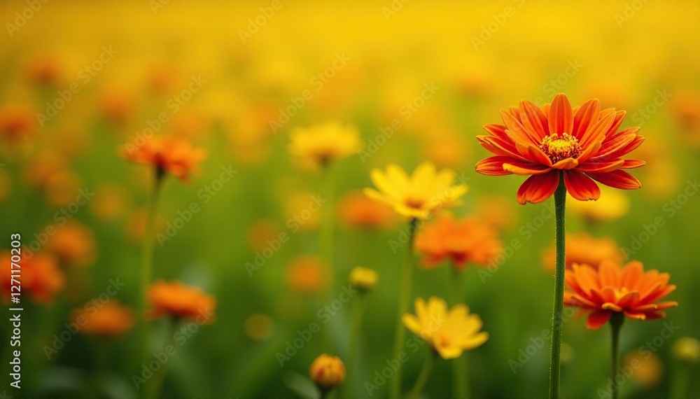 Bright orange chrysanthemum flowers in a lush yellow meadow, chrysanthemum, yellow, wildflowers Bright orange chrysanthemum flowers in a lush yellow meadow, chrysanthemum, yellow, wildflowers