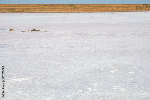 The surface of the salt lake. Republic of Kalmykia, Russia photo