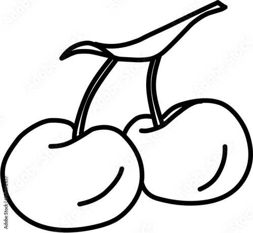 Fruit. Hand drawn vector isolated doodle. Cherry
