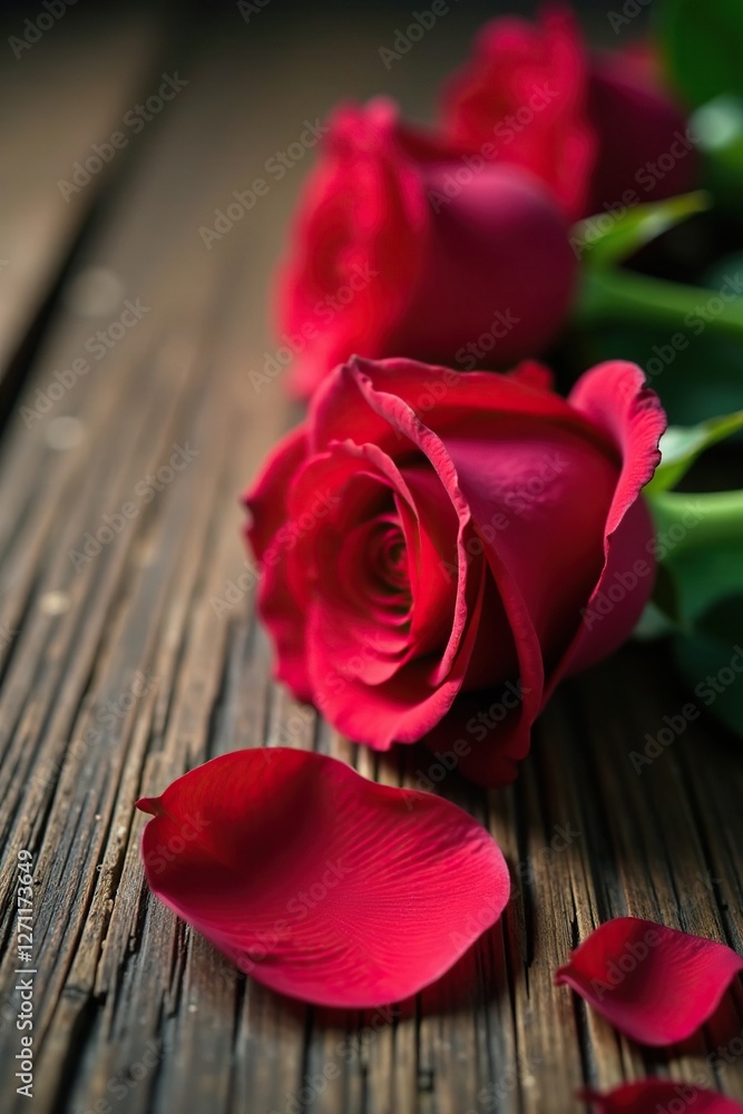 Closeup of single rose petal on wooden surface, wood, roses, flower arrangement Closeup of single rose petal on wooden surface, wood, roses, flower arrangement