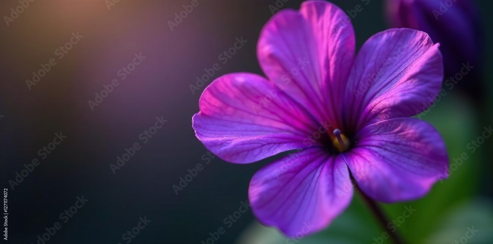 Closeup of a single purple violet primrose petal, primrose, flowers, primula vulgaris Closeup of a single purple violet primrose petal, primrose, flowers, primula vulgaris