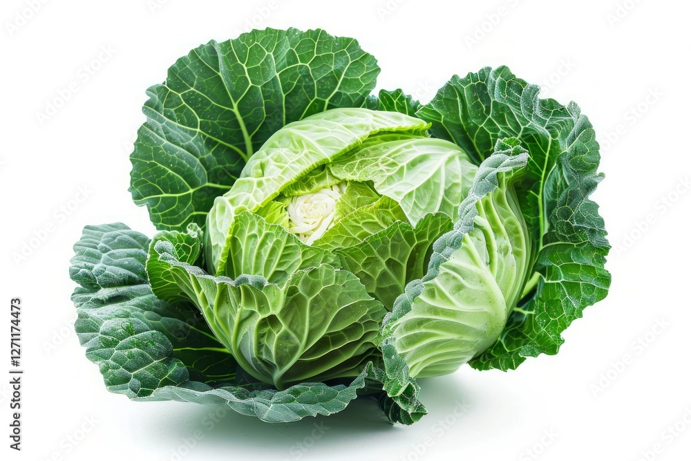 Fresh cabbage on white surface. Artificial intelligence image Fresh cabbage on white surface. Artificial intelligence image
