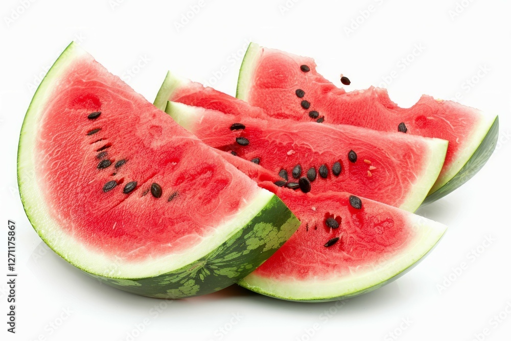Fresh watermelon slices on white background. Artificial intelligence image