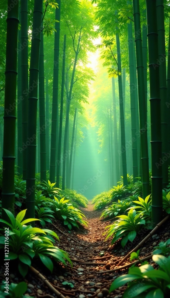 Bamboo forest floor with fallen branches and leaves, leaves, tree Bamboo forest floor with fallen branches and leaves, leaves, tree
