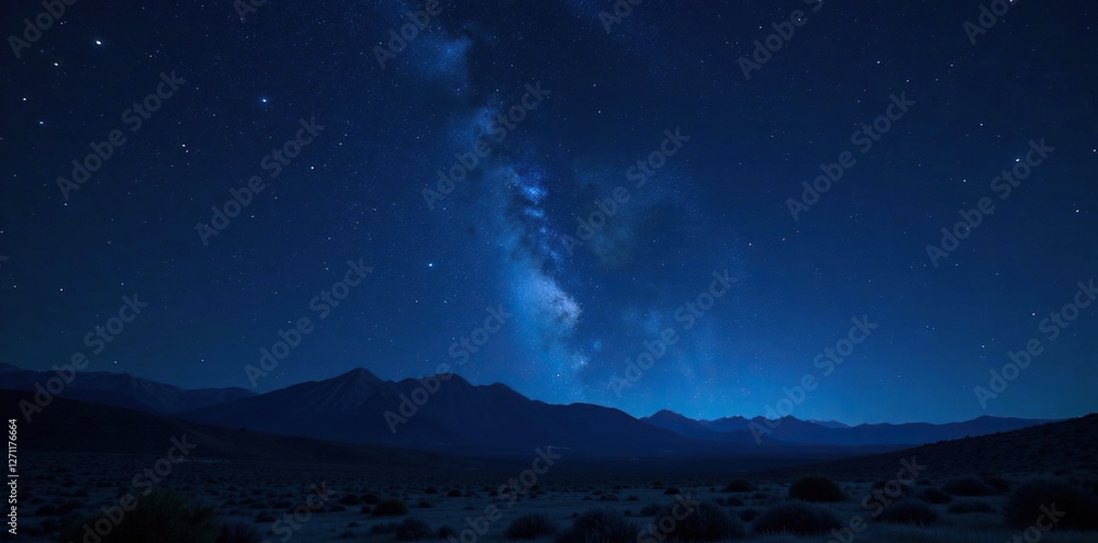 Fototapeta premium Dark blue and white stars against a black sky, dark, blue