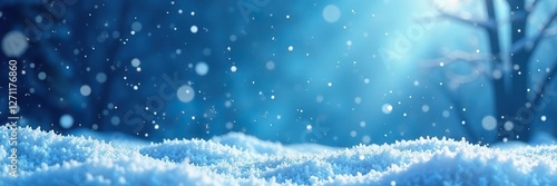 Wallpaper Mural Sparkling blue winter landscape with large snowflakes gently falling from the sky, gentle fall, calm weather Torontodigital.ca