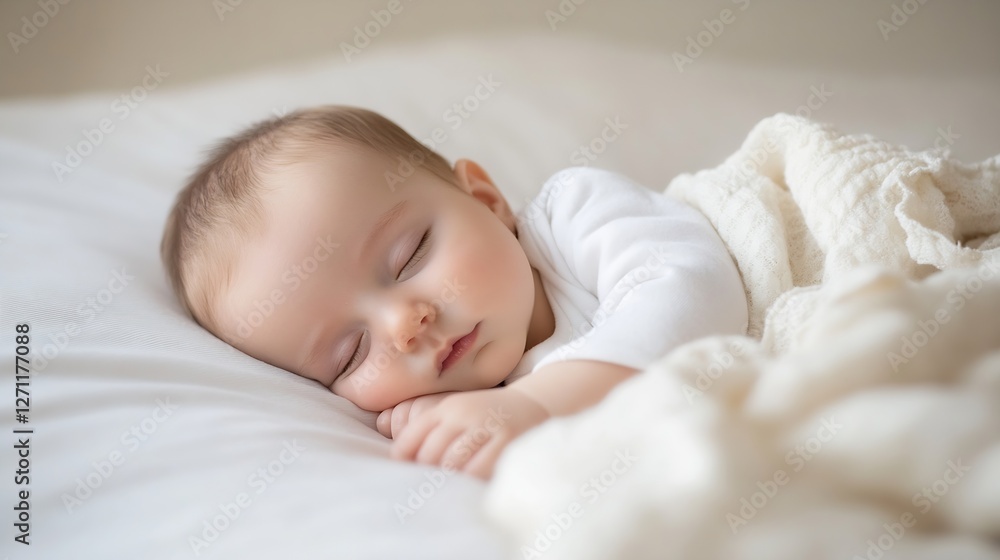 Serene sleeping baby wrapped in a soft blanket evoking feelings of peace and tenderness : Generative AI Serene sleeping baby wrapped in a soft blanket evoking feelings of peace and tenderness : Generative AI