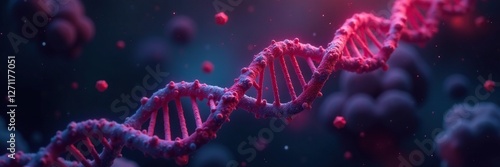 Radiant adenine base on a dark DNA background, particle, radiance
