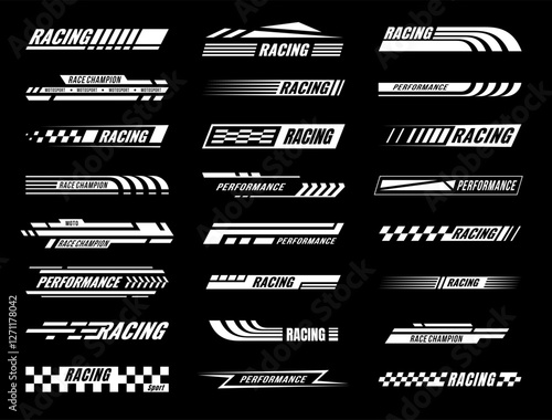 Car race stripes collection. Speed line stickers set