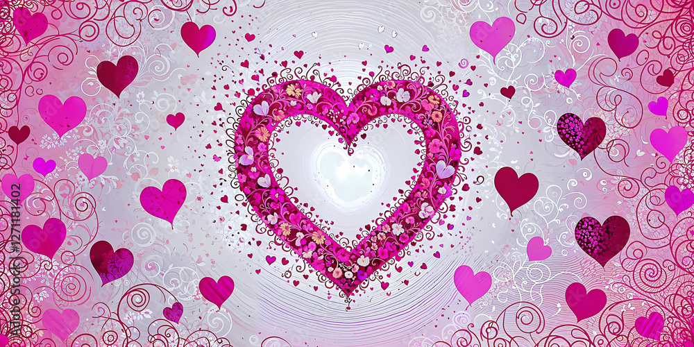 Obraz premium Large selection of invitation hearts, backgrounds, designs, cards