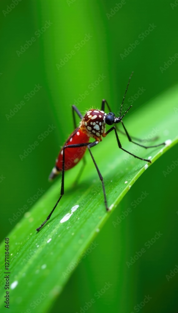 Aedes aegypti mosquito pernilongo resting on grass blade with white spots, pernilongo, tropical, aedes aegypti Aedes aegypti mosquito pernilongo resting on grass blade with white spots, pernilongo, tropical, aedes aegypti
