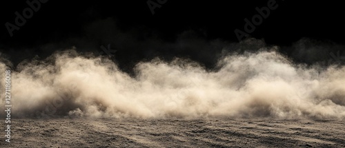 Dense desert dust storm against black sky photo