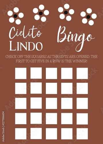 Cielito Lindo themed Baby Shower Bingo Game Card in maxican barro style for your baby shower activity, gender neutral