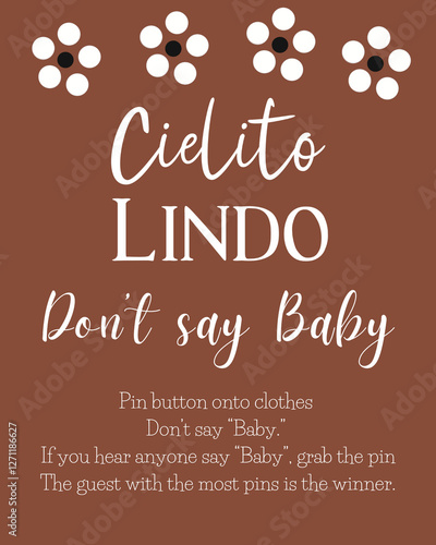 Cielito Lindo Barro Baby Shower Sign Dont Say Baby, Mexican themed Baby Shower Decor, Games