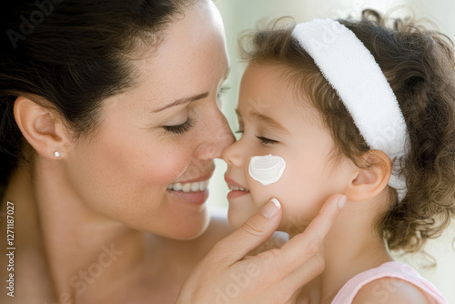 Wallpaper Mural Loving mother applying skincare cream to daughter’s face Torontodigital.ca