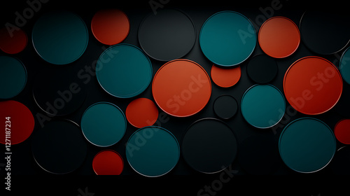 Circles of Teal Rust and Black Creating a Modern Geometric Backdrop