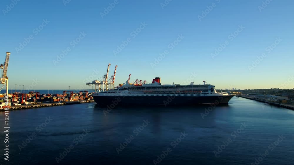 Aerial view of Fremantle port and its maritime activity. Aerial view of Fremantle port and its maritime activity.
