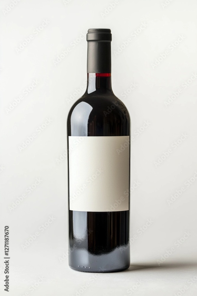 A sleek, dark wine bottle stands prominently with a blank label, creating an air of mystery and anticipation. Its smooth glass reflects subtle light, suggesting quality and elegance A sleek, dark wine bottle stands prominently with a blank label, creating an air of mystery and anticipation. Its smooth glass reflects subtle light, suggesting quality and elegance