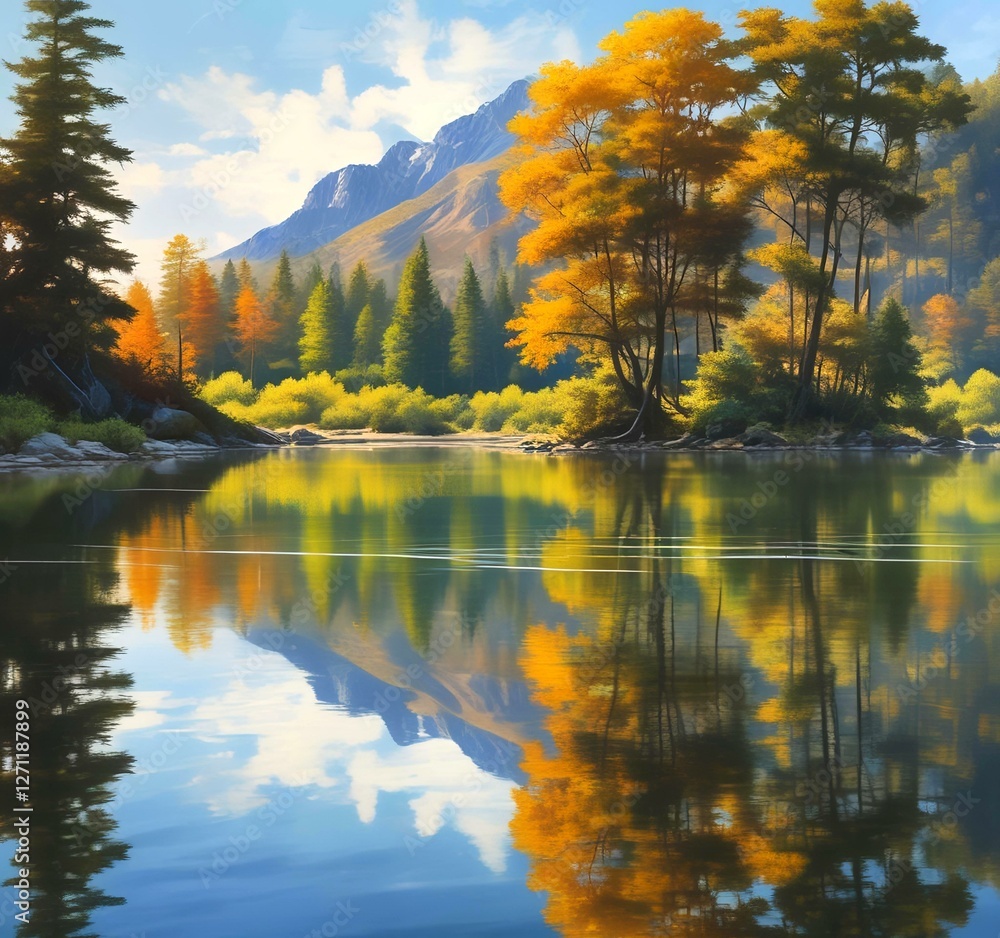 Naklejka premium Illustration of travel landscape.