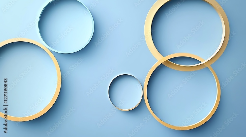 Abstract Blue Background with Overlapping Golden Circles Abstract Blue Background with Overlapping Golden Circles