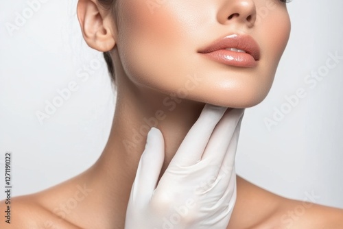 Female Double Chin Treatment Results, Before and After Comparison/ Face Treatment. 