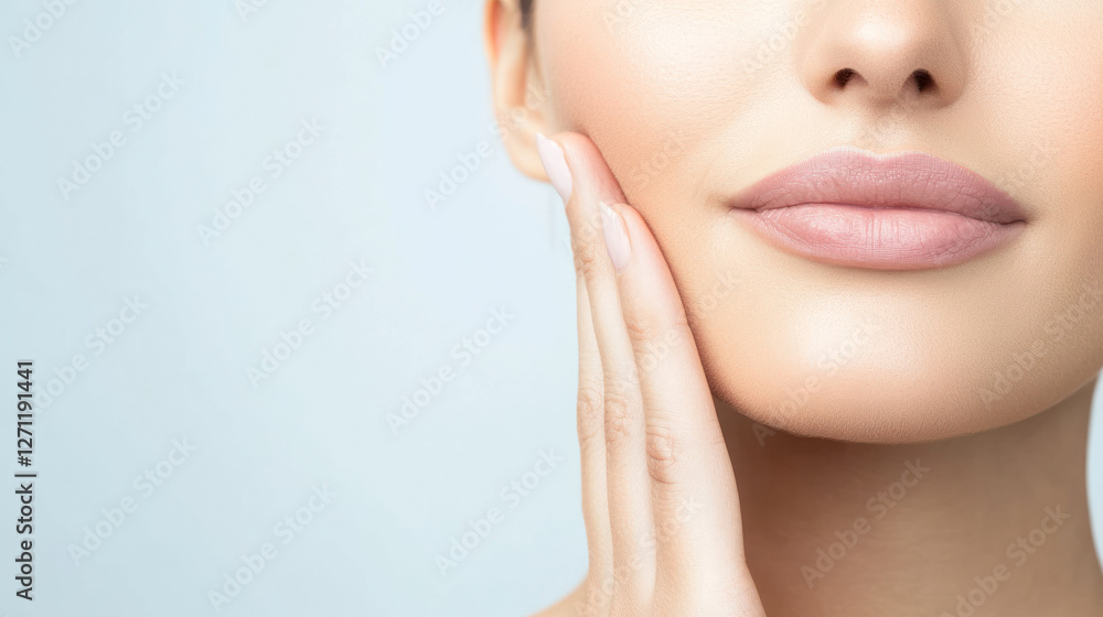 Fototapeta premium Close-up of a woman's smooth lips and flawless skin
