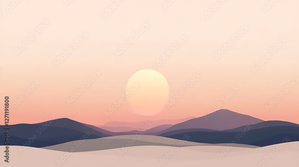 Fototapeta premium Serene Sunset Over Gentle Rolling Hills