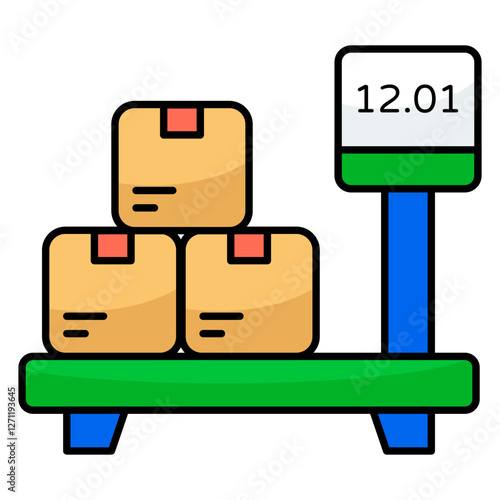 Conceptual flat design icon of parcel weighing