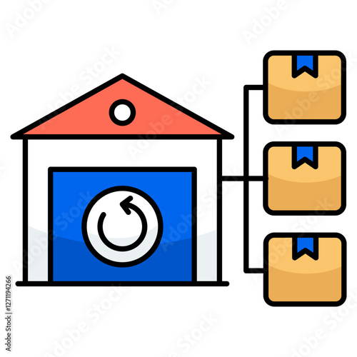 Flat design icon of warehouse