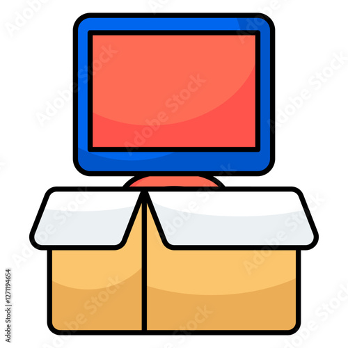 Conceptual flat design icon of lcd parcel