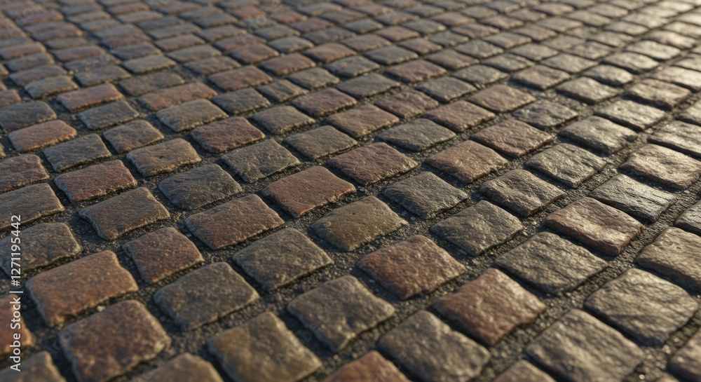 A realistic close-up of cobblestone street texture A realistic close-up of cobblestone street texture