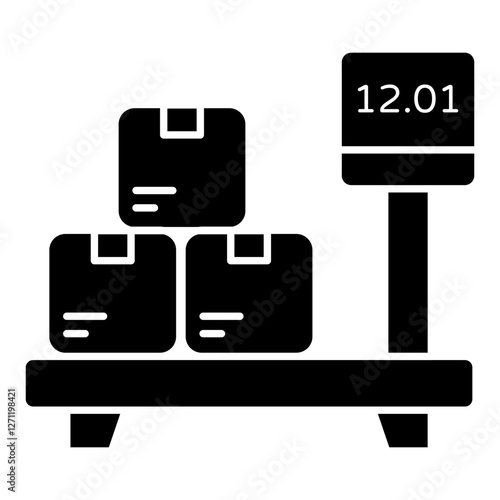 Conceptual flat design icon of parcel weighing