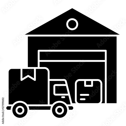Flat design icon of warehouse