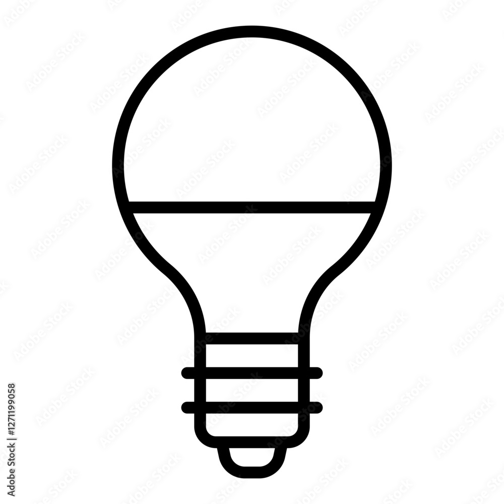 Sleek LED light bulb outline icon with a modern, efficient design Sleek LED light bulb outline icon with a modern, efficient design