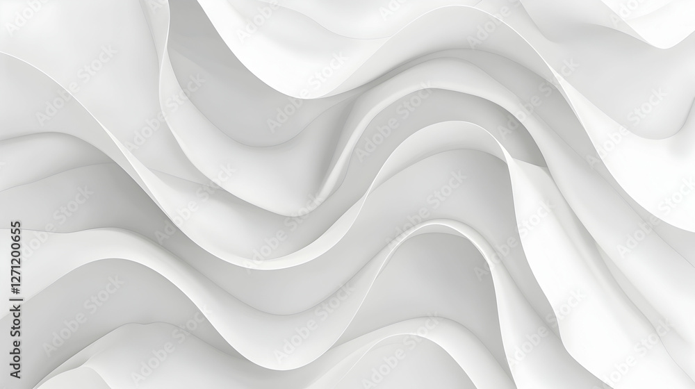 Obraz premium Abstract white wave patterns creating a smooth, flowing texture ideal for backgrounds and designs
