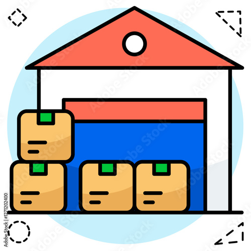 Flat design icon of warehouse