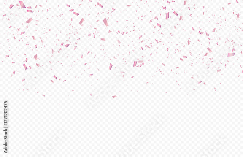 Glittering confetti on a transparent background. Pink gold confetti
