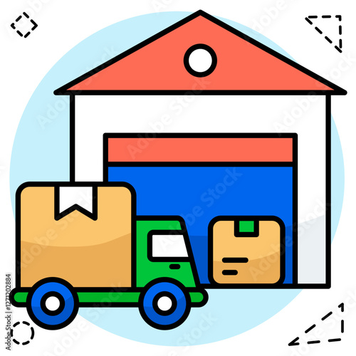 Flat design icon of warehouse