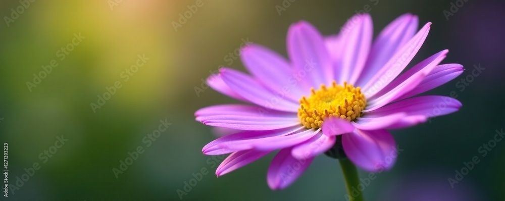Delicate violet petals unfolding on a daisy flower stem, delicate, bloom Delicate violet petals unfolding on a daisy flower stem, delicate, bloom