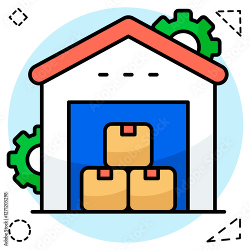 Flat design icon of warehouse