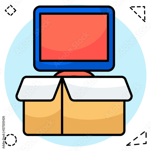 Conceptual flat design icon of lcd parcel