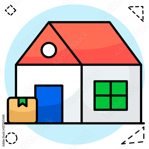 Flat design icon of warehouse