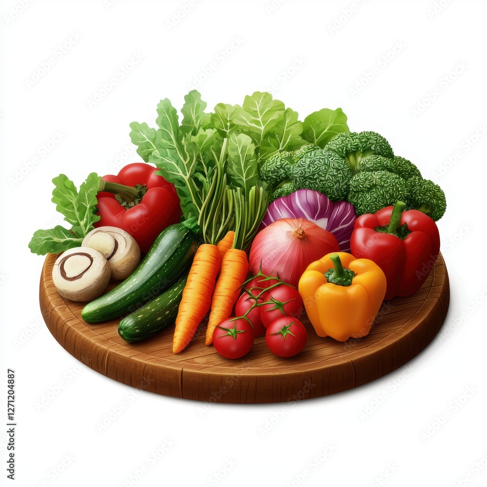 Vegan food platter with fresh vegetables isolated on white background Vegan food platter with fresh vegetables isolated on white background