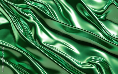 Shiny metallic emerald green background mockup with deep reflections Saint Patricks Day