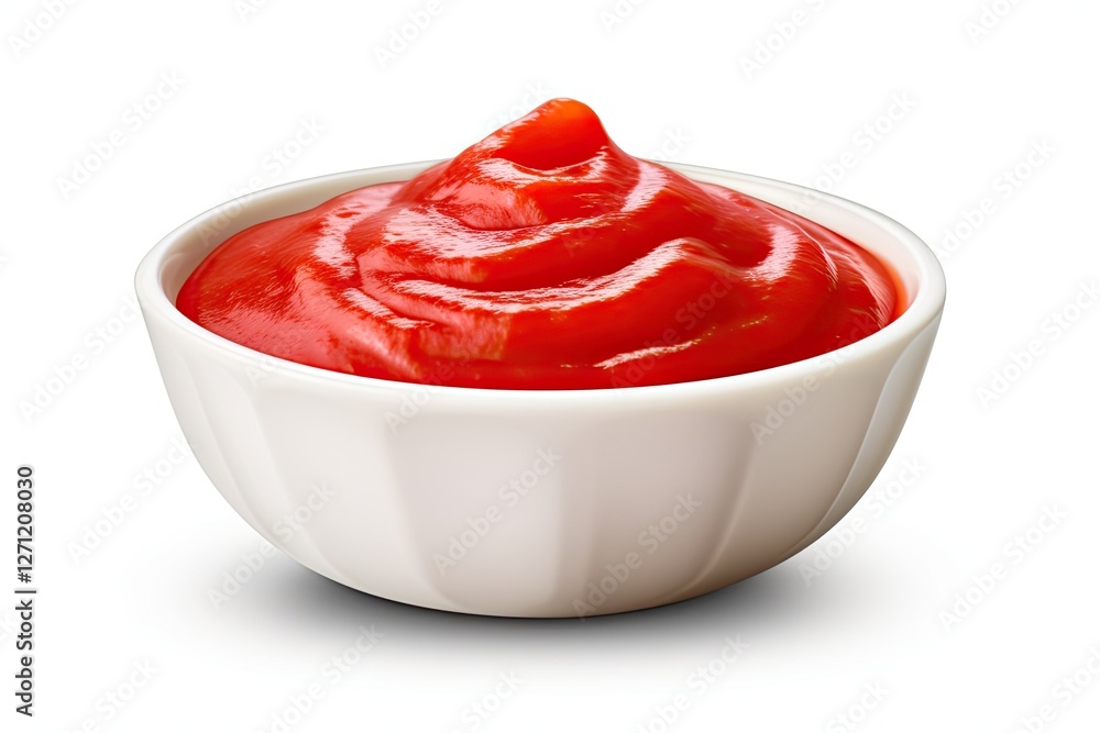 Various sauces collection includes ketchup in a bowl on a white background with a clipping path Various sauces collection includes ketchup in a bowl on a white background with a clipping path