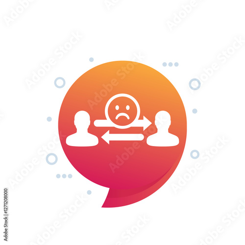 negative social interaction icon, vector